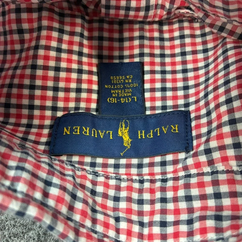 Ralph Lauren Red, White & Navy Gingham Button-Down Shirt